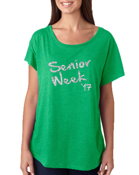 Women's Dolman Senior Week 17 Glitter Silver Class Of 2017