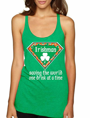 irishman saving the world st patricks women triblend tanktop - ALLNTRENDSHOP - 1