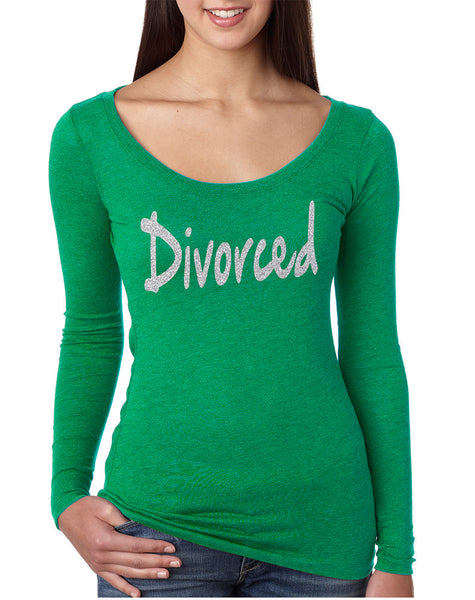 Women's Shirt Divorced Glitter Silver Print Funny Single Party