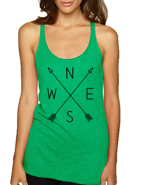 Women's Tank Top Compass Arrow Crossed NWSE Graphic Tank - ALLNTRENDSHOP - 2