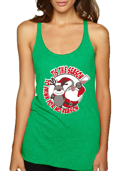 Women's Tank Top Tis The Season Drink No Reason Xmas Shirt - ALLNTRENDSHOP - 3