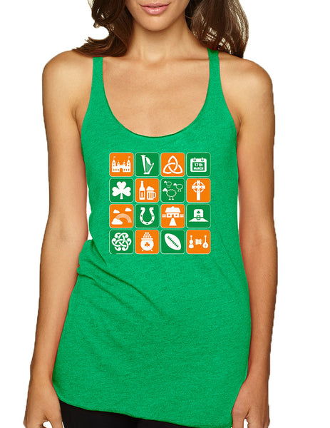 Women's Tank Top Irish Icons St Patrick's Day Symbols Top