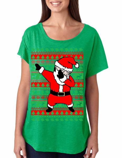 Women's Dolman Shirt Dabbing Santa Ugly Christmas Cool Top - ALLNTRENDSHOP - 2