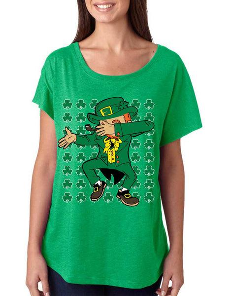 Dabbing Irish Leprechaun St patrick triblend dolman shirt - ALLNTRENDSHOP