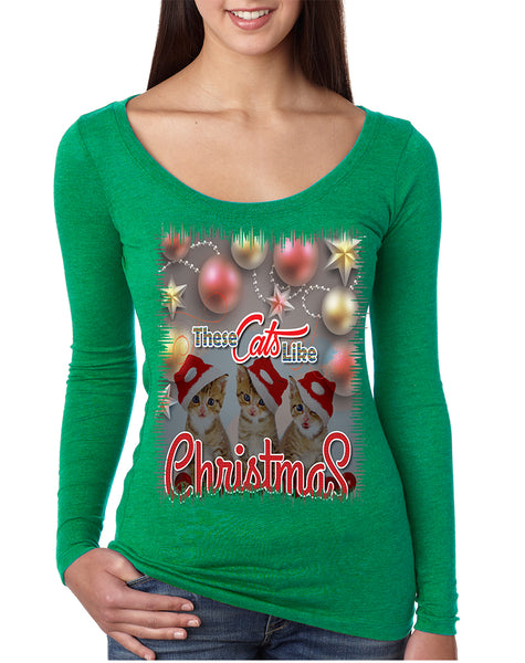 Women's Shirt These Cats Like Christmas Cute Gift Cat Lover Shirt