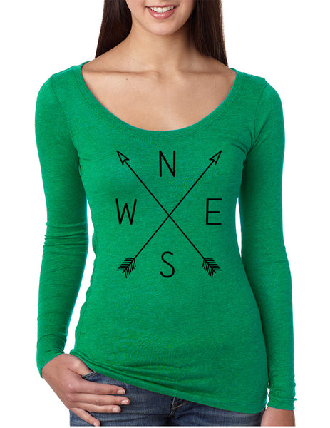 Women's Shirt Compass Arrow Crossed Cool NWSE Graphic Shirt - ALLNTRENDSHOP - 6