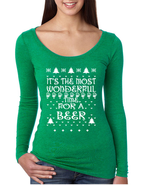 Women's Shirt It's Most Wonderful Time for Beer Ugly Xmas Shirt - ALLNTRENDSHOP - 4
