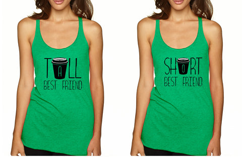 Set Of 2 Tank Top Tall Short Best Friend Coffee Matching Tops