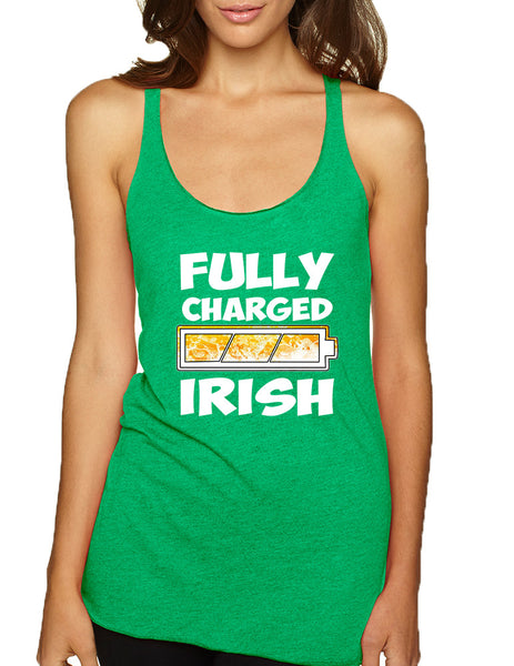 Women's Tank Top Fully Charged Irish St Patrick's Day Top - ALLNTRENDSHOP - 1