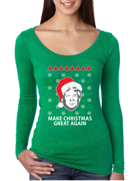 Women's Shirt Trump Christmas Great Again Money Snow Holiday Fun - ALLNTRENDSHOP - 4