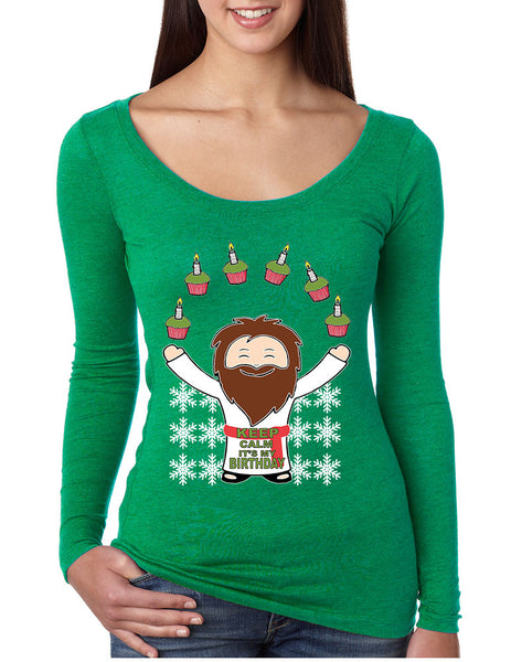 happy birthday Jesus women's Long Sleeve Shirt - ALLNTRENDSHOP