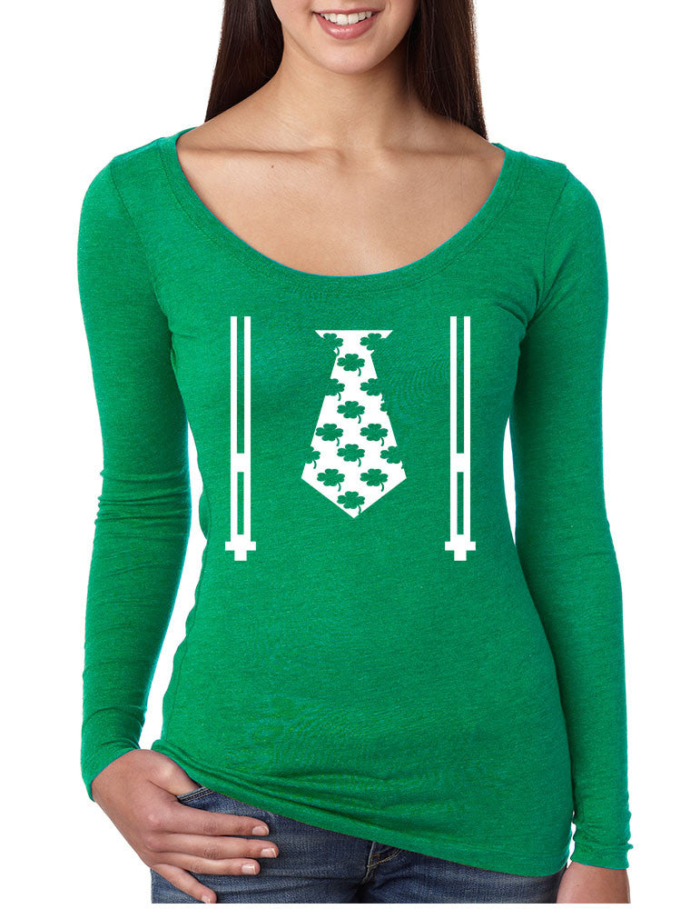 Irish shamrock tie women Long Sleeve Shirt saint patricks day - ALLNTRENDSHOP - 1