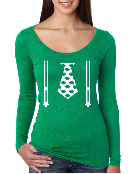 Irish shamrock tie women Long Sleeve Shirt saint patricks day - ALLNTRENDSHOP - 1