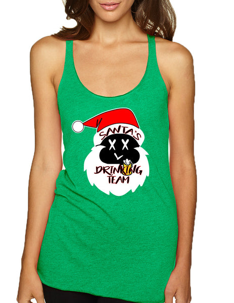 Women's Tank Top Santa's Drinking Team Funny Ugly Xmas Top - ALLNTRENDSHOP - 1