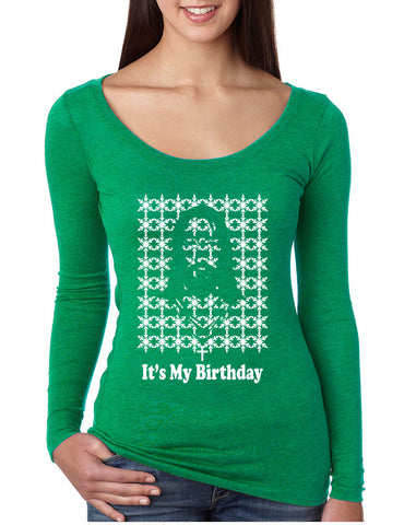 Its my birthday Jesus womens Long Sleeve Shirt - ALLNTRENDSHOP - 1