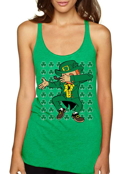 Dabbing Irish Leprechaun St patrick women tanktop - ALLNTRENDSHOP
