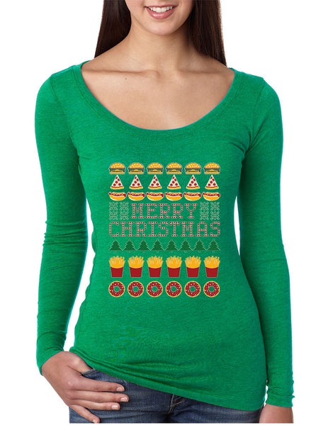 Women's Shirt Junk Food Merry Christmas Ugly sweater Humor Gift - ALLNTRENDSHOP - 3