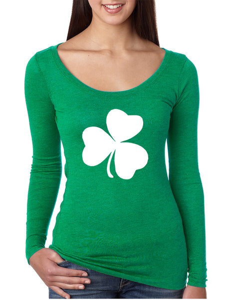 Women's Shirt White Shamrock Graphic St Patrick's Day Cool Top - ALLNTRENDSHOP - 1