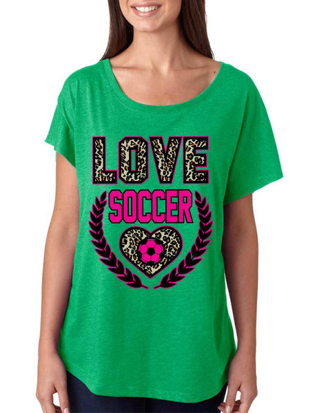 Love Soccer Leopard Womens Tri-Blend Dolman shirt - ALLNTRENDSHOP - 5