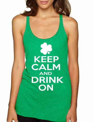 Keep calm and drink on women triblend tanktop - ALLNTRENDSHOP - 1