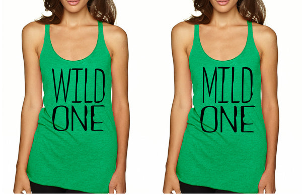 Women's Couple Tank Top Wild One Mild One BFF Set Matching Tops