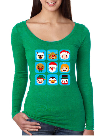 Women's Shirt Christmas Icons Cool Ugly Xmas Symbols Top - ALLNTRENDSHOP - 1