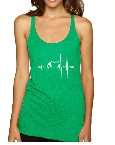 Women's Tank Top Coffee Heartbeat Love Coffee Addict Top