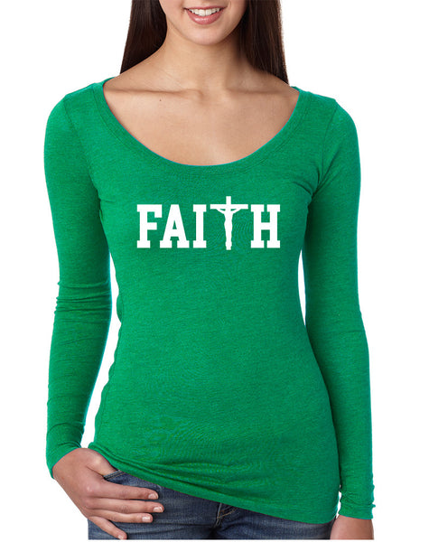 Women's Shirt Faith Print Cross Love Christian Shirt