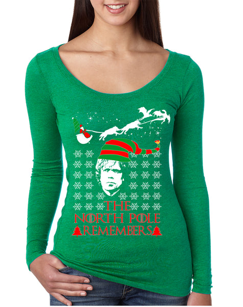 Women's Shirt The North Pole Remembers Ugly Xmas Gift Cool Tee