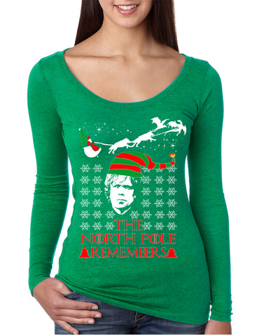 Women's Shirt The North Pole Remembers Ugly Xmas Gift Cool Tee