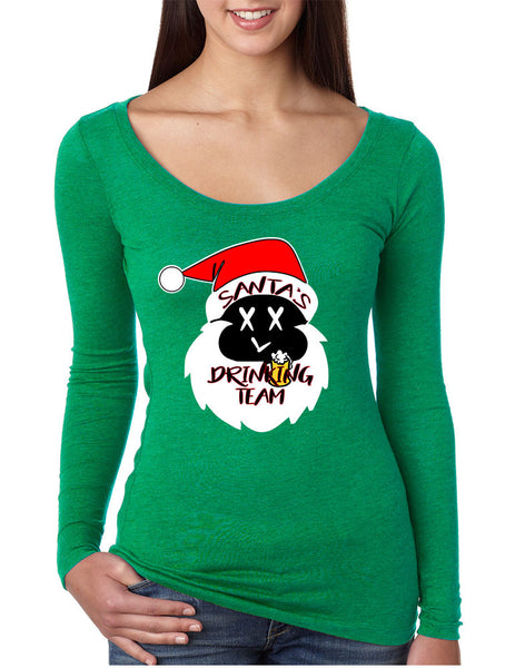 Women's Shirt Santa's Drinking Team Funny Ugly Xmas Shirt - ALLNTRENDSHOP - 4