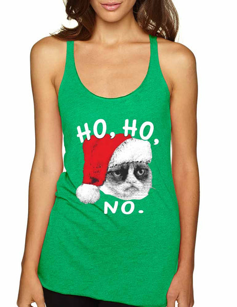 HO HO NO Grumpy cat Women's Triblend Tanktop - ALLNTRENDSHOP