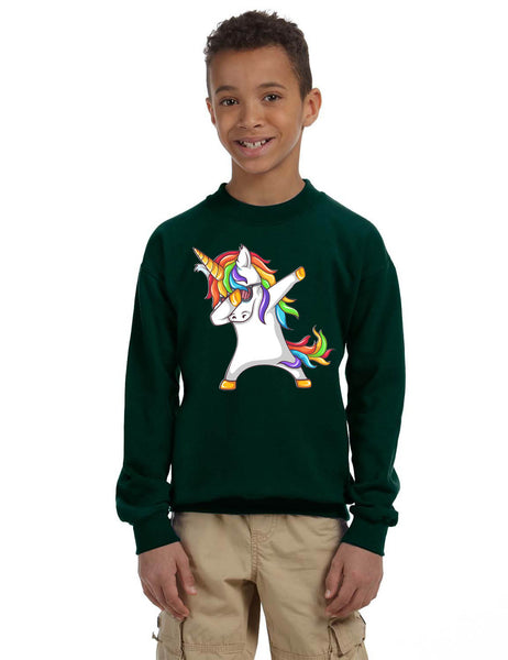 Kids Youth Sweatshirt Dabbing Unicorn Cute Rainbow Girly Dab Dance