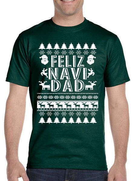 Men's T Shirt Feliz Navidad Ugly Xmas Holiday Gift Cute TShirt