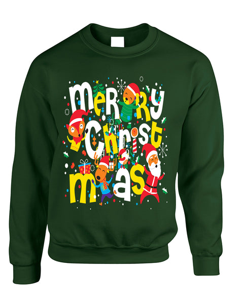 Adult Sweatshirt Merry Christmas Party Fireworks Ugly Xmas Gift