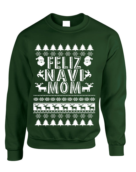 Adult Sweatshirt Feliz Navidad Ugly Xmas Cute Holiday Gift
