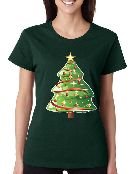 Women's T Shirt Christmas Tree Cute Ugly Xmas Trendy Shirt