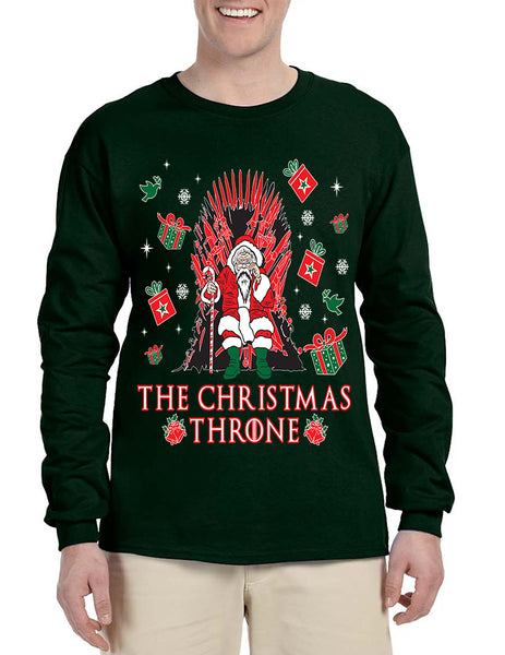 Men's Long Sleeve The Christmas Throne Santa Trendy Ugly Xmas