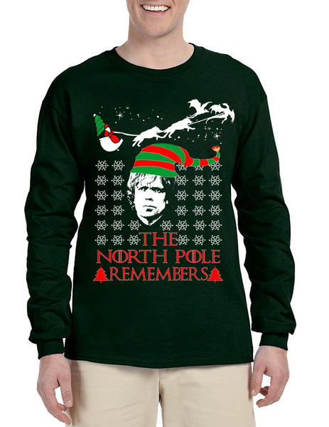 Men's Long Sleeve The North Pole Remembers Xmas Ugly Shirt Gift