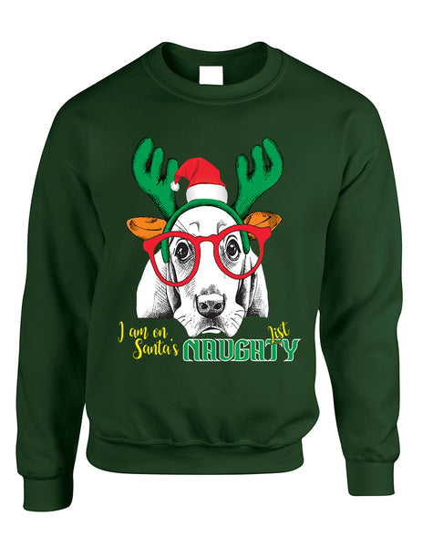 Adult Sweatshirt I Am On Santa's Naughty List Xmas Tee Dog Lover