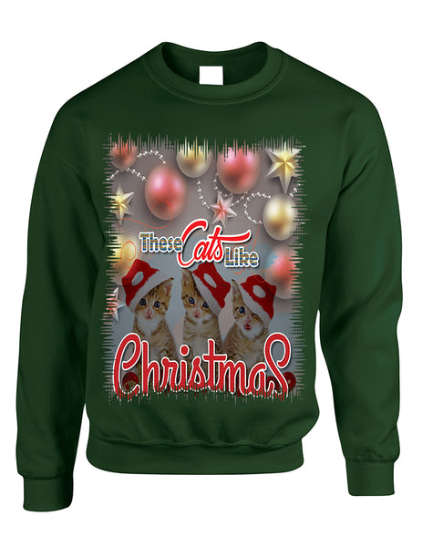 Adult Sweatshirt These Cats Like Christmas Cute Cat Lover Gift