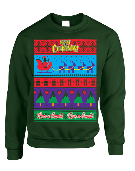 Adult Sweatshirt Love U Santa Merry Ugly Christmas Top Cool Gift