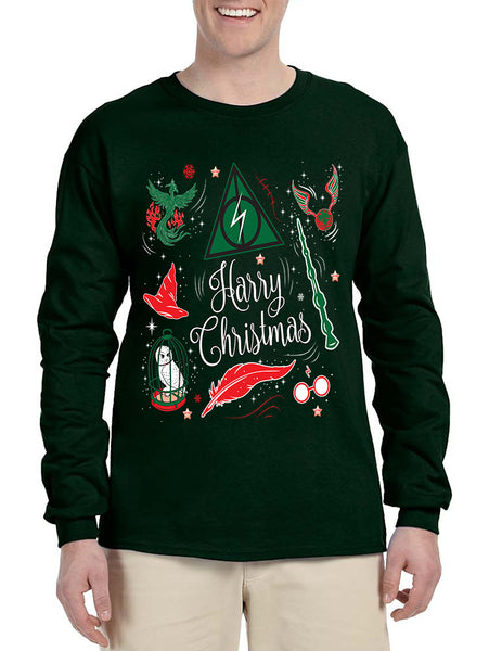 Men's Long Sleeve Harry Christmas Cool Ugly Xmas Holiday Shirt