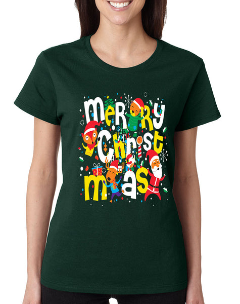 Women's T Shirt Merry Christmas Party Fireworks Ugly Xmas Gift