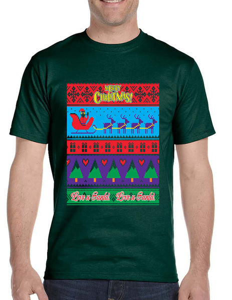 Men's T Shirt Love U Santa Merry Ugly Christmas Top Cute Gift