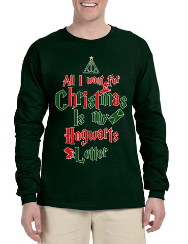 Men's Long Sleeve All I Want For Xmas Is Hogwarts Letter Cool Gift