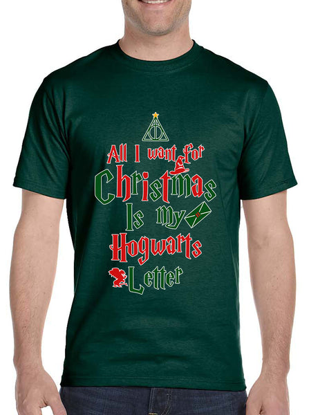 Men's T Shirt All I Want For Xmas Is Hogwarts Letter Holiday Gift