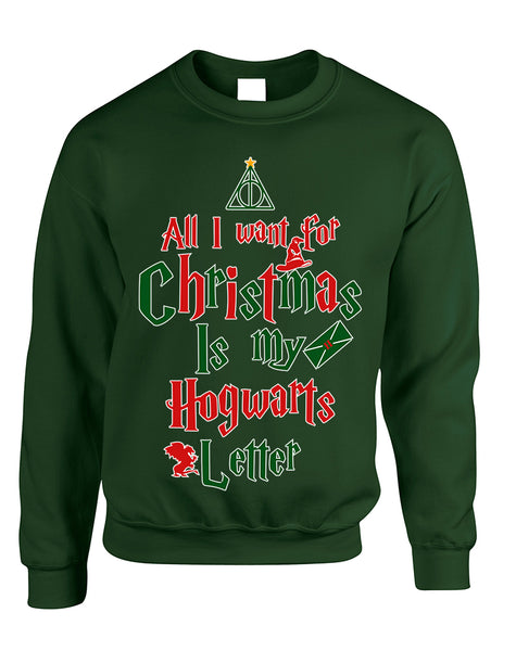 Adult Sweatshirt All I Want For Xmas Is Hogwarts Letter Holiday Top