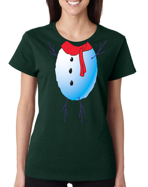 Women's T Shirt Snowman Tie Cute Ugly Christmas Trendy Shirt