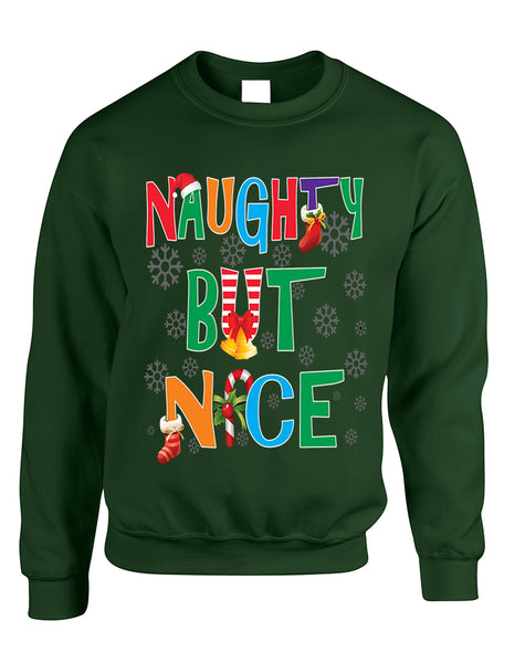 Adult Sweatshirt Naughty But Nice Cute Xmas Shirt Funny Gift